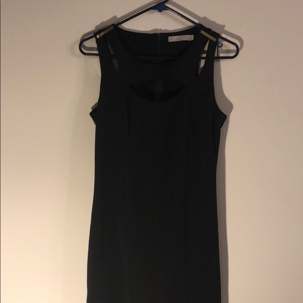 Luna Womens Black Zip Back Dress Large